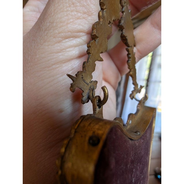 1920s Rococo Brass Frames with Hand-Painted Miniatures and Ribbon Hangers, 1920s-1940s, Set of 2 For Sale - Image 5 of 6