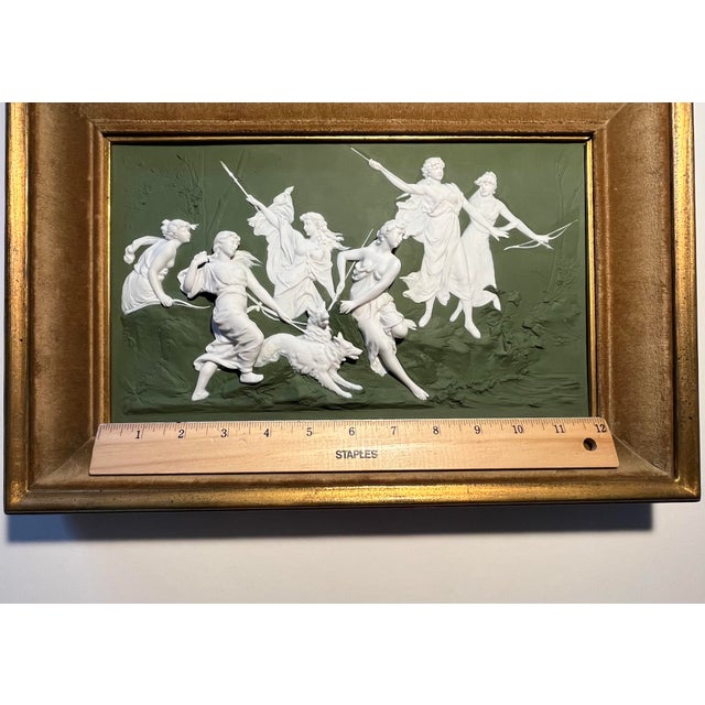 Ceramic Rare 1900s Karl Ens, Germany Wall Hanging Bisque Porcelain Plaque Hunting Scene For Sale - Image 7 of 9