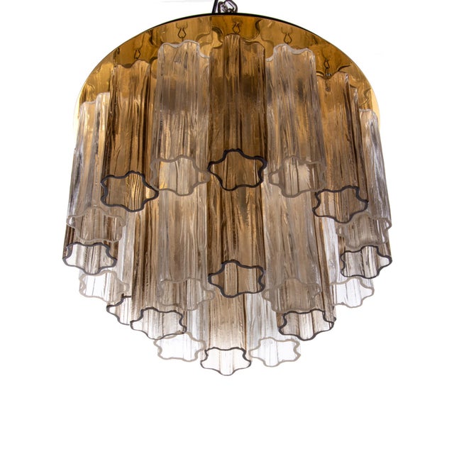 Kalmar Amber Venini Tronchi Murano Glass & Brass Flush Mount Ceiling Light by J. T. Kalmar For Sale - Image 4 of 11