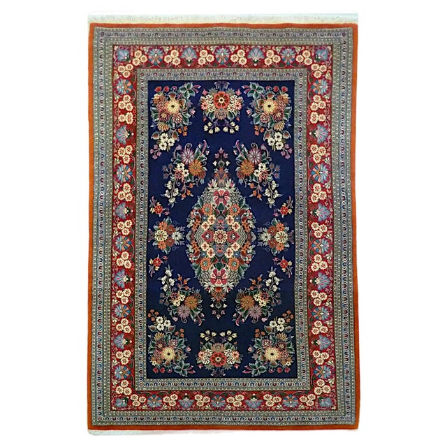 Ghom Rug in Wool and Cotton, 1980s For Sale