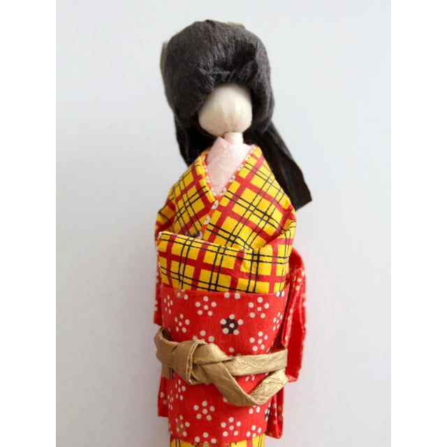 Mid-Century Japanese Folk Art Kimono Dolls Set of 3 For Sale - Image 11 of 16