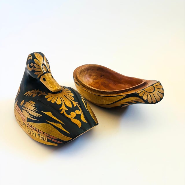 Vintage Carved Wood Duck Box For Sale - Image 12 of 13