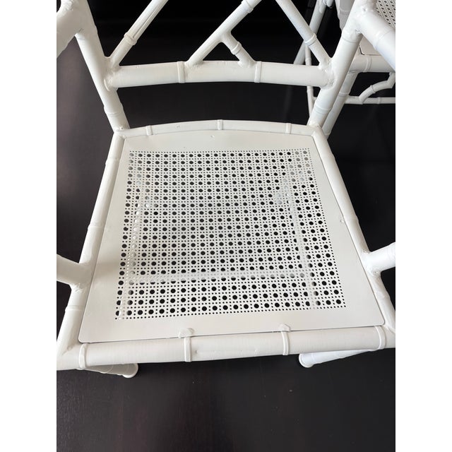 Ivory Meadowcraft Metal Faux Bamboo Chinoiserie Dining Chairs- Set of 4 For Sale - Image 8 of 8