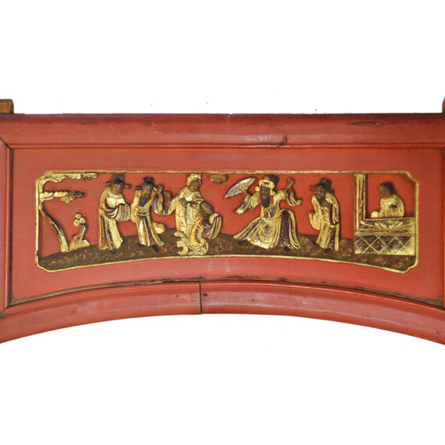 Chinese Antique Chinese Hand-Carved Wooden Sign For Sale - Image 3 of 11