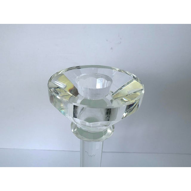 Contemporary Faceted Crystal Glass Candlesticks, Set of 3 For Sale - Image 9 of 10
