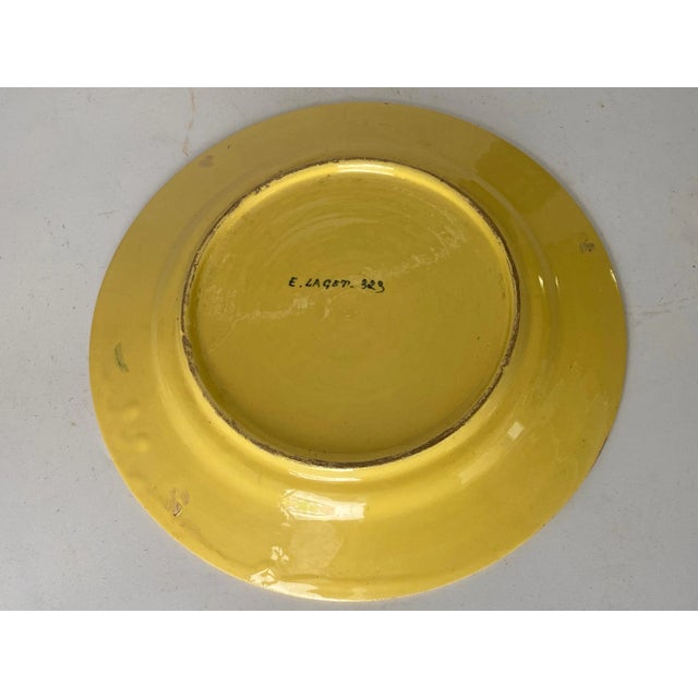 19th Century French Hand Painted Faience Plate by Etienne Laget For Sale - Image 6 of 7