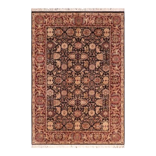 Floral 1990's Agra Pak-Persian Black/Red Wool Rug - 6'0'' X 9'2'' For Sale