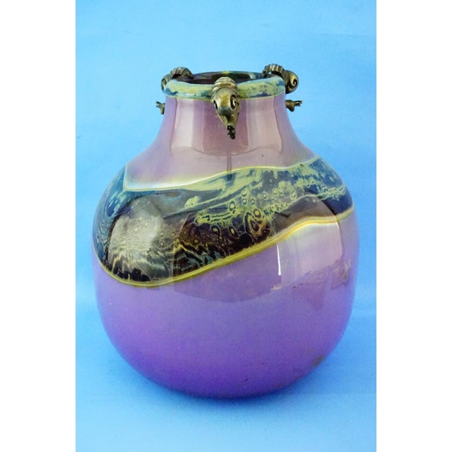 1970s 20th Century Studio Glass Vase with Silver Metal Snail by Samuel J Herman for Val Saint Lambert, 1970s For Sale - Image 5 of 18