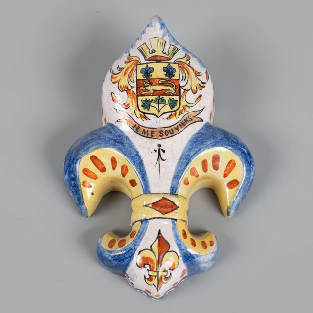 Ceramic 19th Century French Faience Fleur De Lis Wall Pocket For Sale - Image 7 of 13
