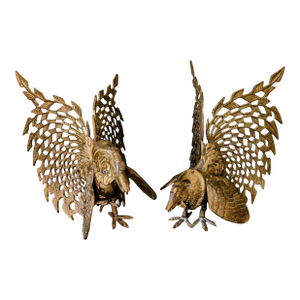 1940's Solid Brass Fighting Roosters, a Pair