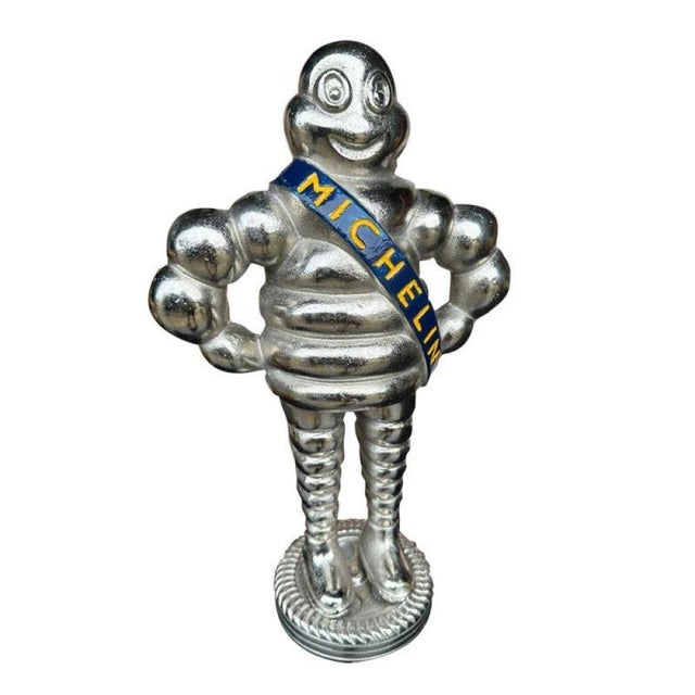 Michelin Man in Silver Cast Iron For Sale - Image 3 of 3