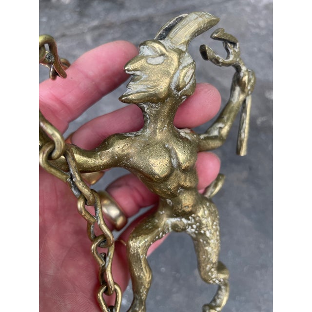 1900s Victorian-Era Solid Brass Satyr/Devil Fireplace Damper/Flue-Pull For Sale In New York - Image 6 of 7