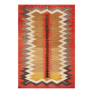 1920s Multi Tribal Geometric Antique Flatweave Native American Wool Navajo Rug