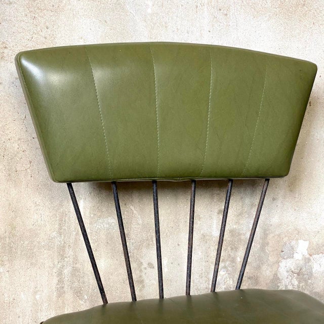 Textile Vintage Lounge Chairs in Metal and Green Faux Leather, 1960s, Set of 2 For Sale - Image 7 of 15