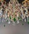 1940s Italian Rococo Revival Crystal Chandelier With Emerald Green Drops 6 Lights For Sale - Image 6 of 13