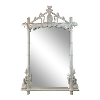Gampel & Stoll Lacquered Faux Bamboo Pineapple Mirror For Sale