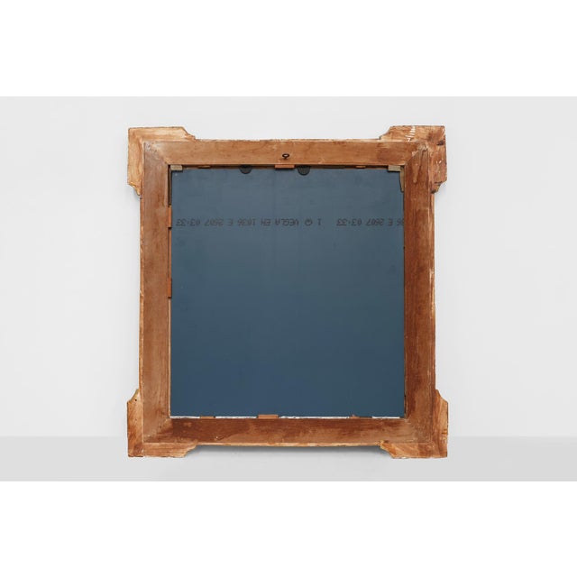 Gold 20th Century Baroque Square Giltwood Mirror, 1950s For Sale - Image 8 of 12