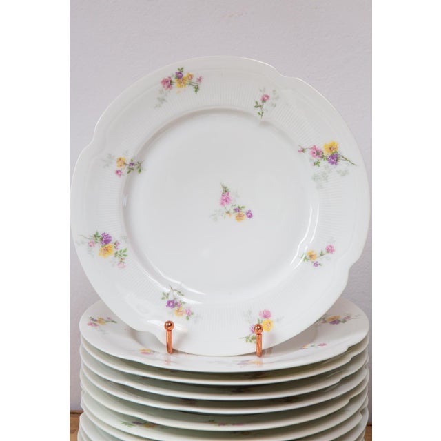 Ceramic Antique French Porcelain Dinnerware with Flowers from Limoges, 1920s-1930s, Set of 39 For Sale - Image 7 of 14