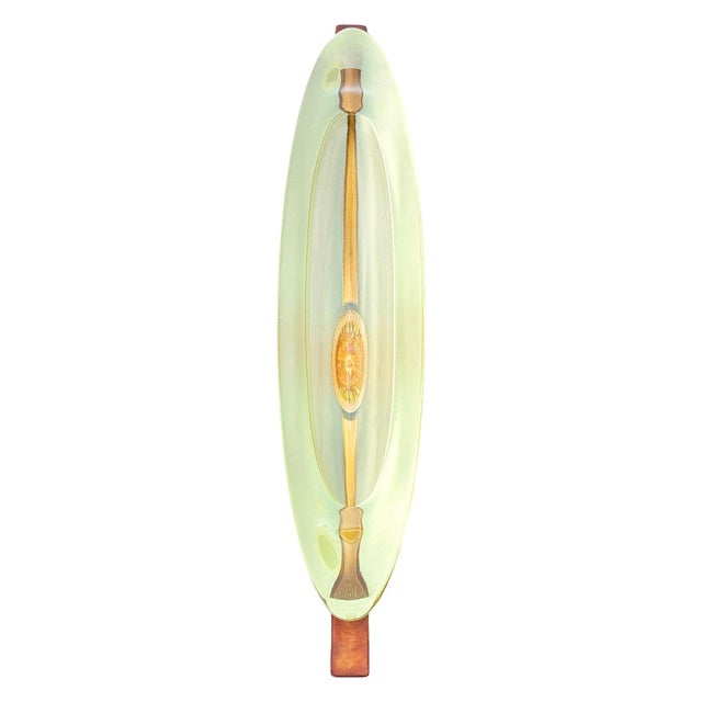 Wood Hot Cast Glass Winged Canoe Bowl W/ Copper Base by George Bucquet For Sale - Image 7 of 9