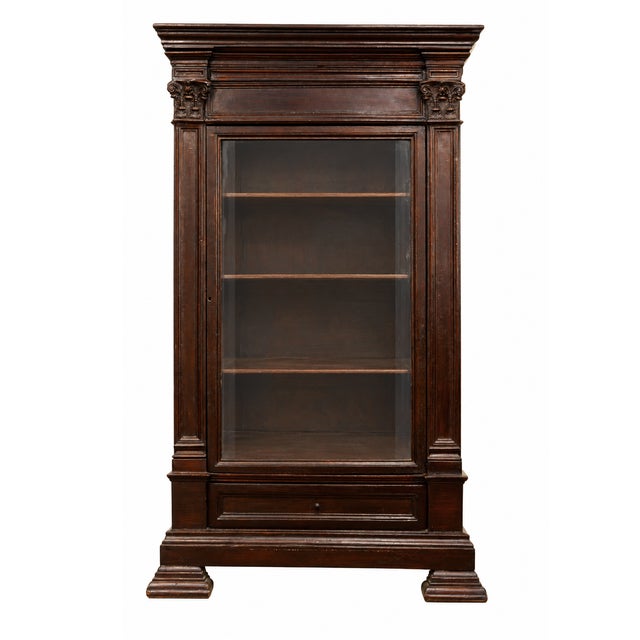 Antique Carved Wooden Display Cabinet with Sculpted Capitals in Walnut For Sale - Image 12 of 12