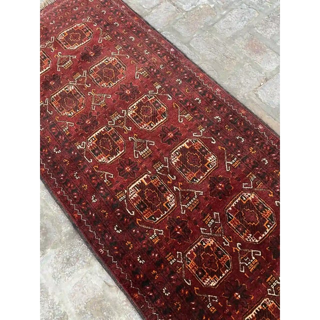 1990s Hand-Knotted Kunduz Rug Runner - 2.8 X 9.2 Ft - Tribal Design For Sale - Image 5 of 6