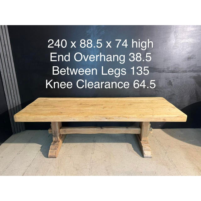 Large French Farmhouse Dining Table in Oak, 1920 For Sale - Image 15 of 16
