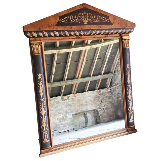Vintage Clasical Gilt Yew and Ebonised Overmantle Mirror, 1990s For Sale - Image 3 of 10
