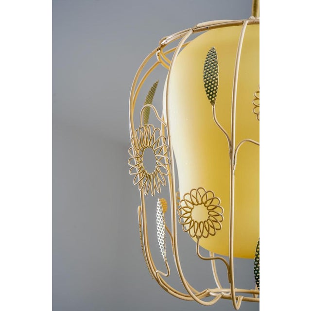 Metal Ceiling Light in Brass and Glass by Gunnar Eklöf for Corona, 1940s For Sale - Image 7 of 18