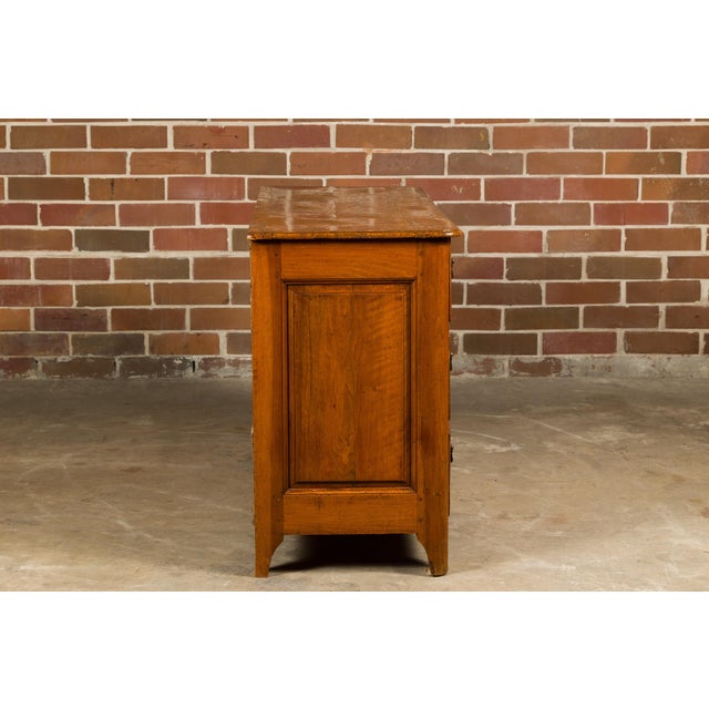 French 18th Century French Walnut Commode with Three Drawers and Carved Apron For Sale - Image 3 of 12