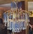 1960's Hollywood Regency Sapphire Blue & Clear Cut Austrian Crystal Gold Waterfall Tiered Chandelier Attrib. Palwa For Sale In Miami - Image 6 of 18