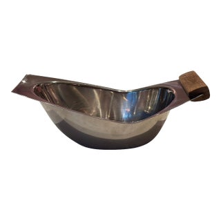 1960s Scandinavian Modernist Stainless Steel & Teak "Crescent" Server by Arthur Salm For Sale