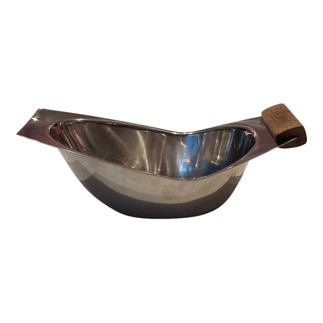 1960s Scandinavian Modernist Stainless Steel & Teak "Crescent" Server by Arthur Salm For Sale