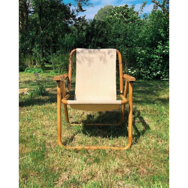 Italian Bamboo and Brass Folding Chair attributed to Raffaella Crespi, 1960s For Sale - Image 9 of 11