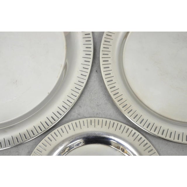 Vintage Hopeakeskus Oy Finland Modern Silver Plated Serving Plate Dishes - 3 Pc For Sale In Philadelphia - Image 6 of 14