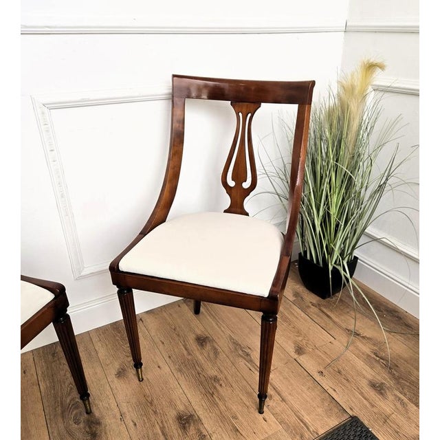 Textile Italian Biedermeier Style Walnut Gondola Dining Chairs, 1950s, Set of 6 For Sale - Image 7 of 12