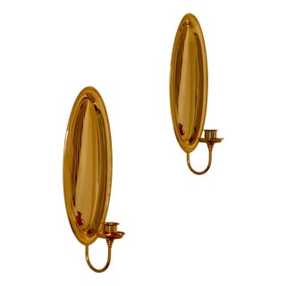 Mid-Century Modern Swedish 24k Gold Plated Candleholder Sconces from Scandia, Set of 2 For Sale