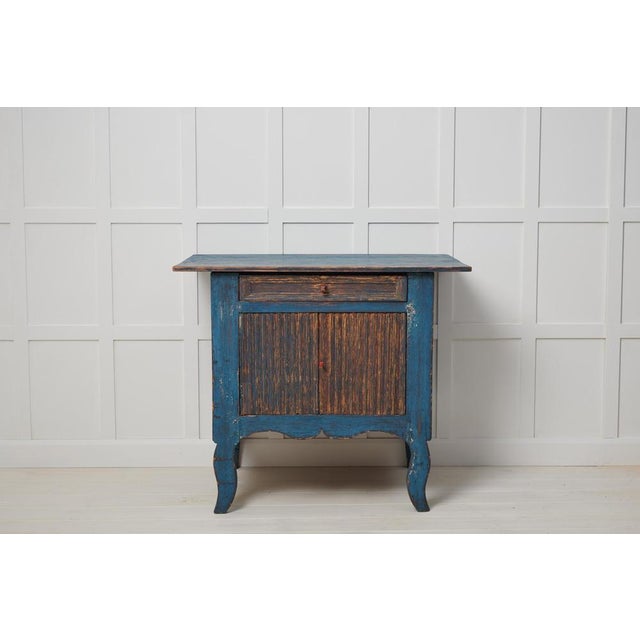 Small Antique Swedish Blue Folk Art Sideboard For Sale - Image 4 of 14