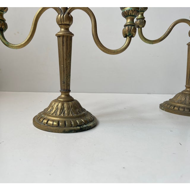 Metal Vintage French Louis XIV Style Candelabras in Bronze, 1920s, Set of 2 For Sale - Image 7 of 9