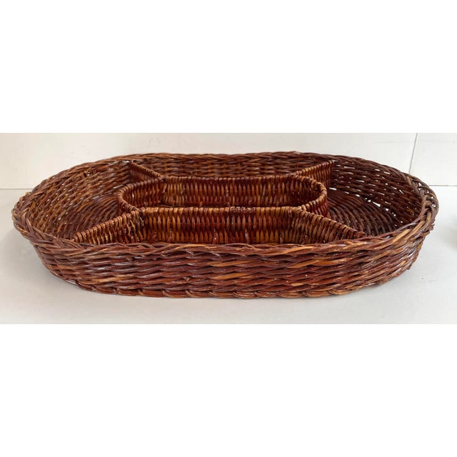 Late 20th Century Vintage Divided Wicker Basket For Sale - Image 5 of 5