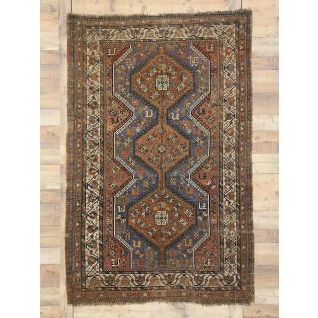 Textile Antique Persian Shiraz Rug - 04'06 x 06'10 For Sale - Image 7 of 8