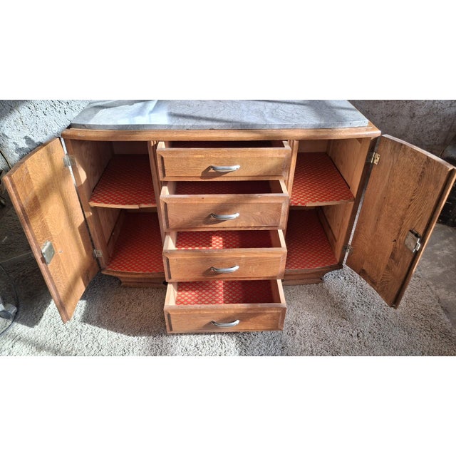 Art Deco Dressing Table in Oak and Marble with Triptych Mirror, 1930s For Sale - Image 12 of 13