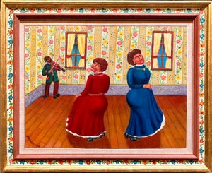Maurice Kish, Dance of the In laws Wedding Scene Judaica Shtetl Oil Painting WPA Jewish Artist