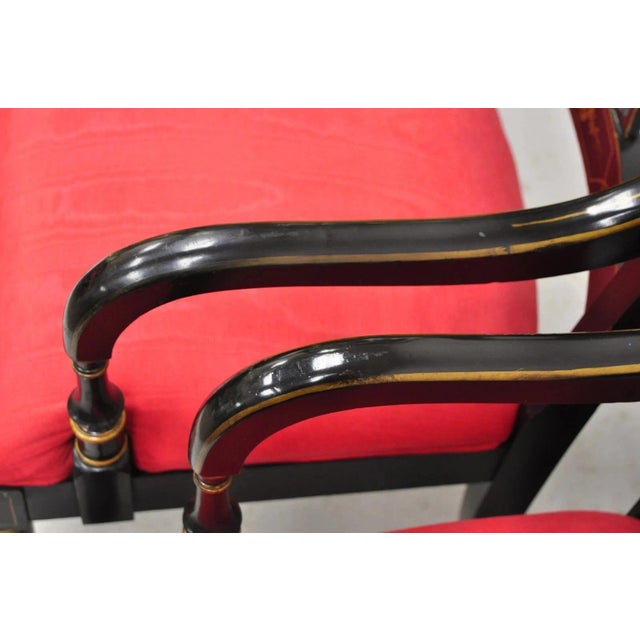 Mid 20th Century Union National Chinoiserie English Regency Black Painted Dining Chair - Set of 6 For Sale - Image 12 of 13