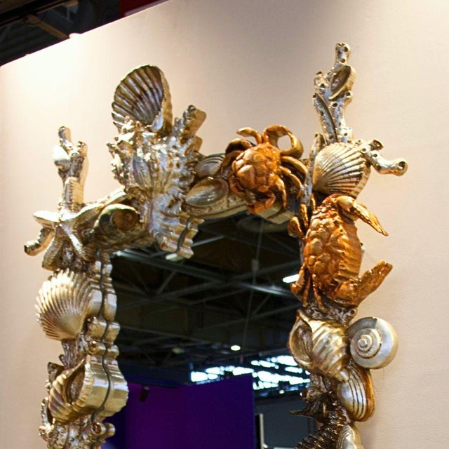 Rococo Venetian Grotto Style Hand-Carved Shell Mirror For Sale - Image 3 of 7
