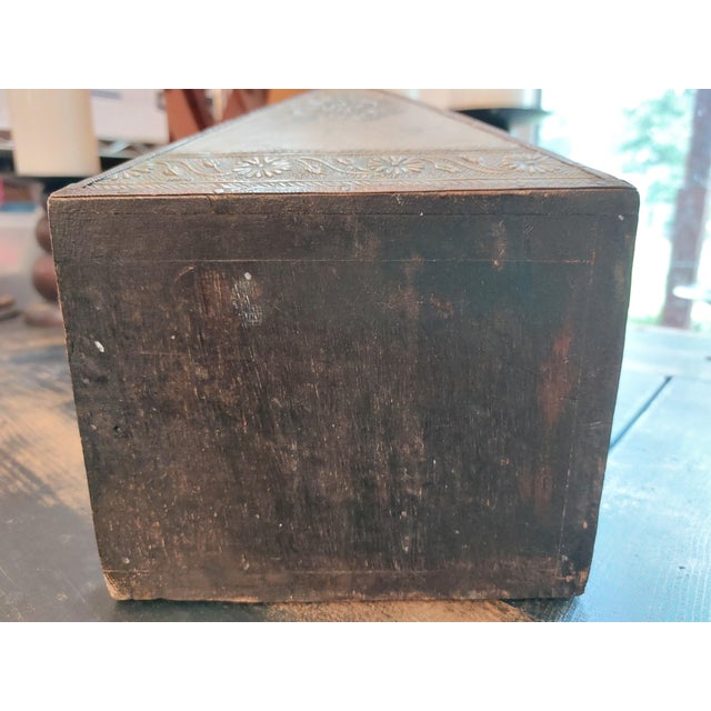 12.5" L x 6"D x 7.5"H at peak This elegant vintage Indian Mughal-style jewelry chest is crafted from wood and adorned with...