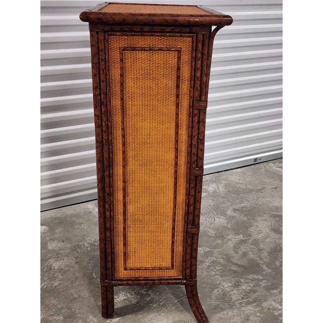 Vintage Late 20th Century Faux Bamboo & Rattan Chest of Drawers For Sale In New York - Image 6 of 15