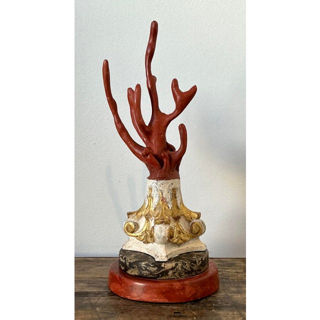 Early 21st Century Vintage Italian Scagliola Artisanal Pigmented Plaster Coral Branch For Sale - Image 5 of 12