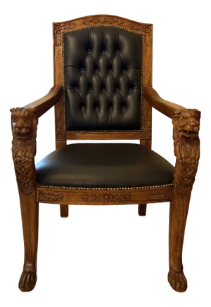 Hand-Carved Armchair with Lion Motifs