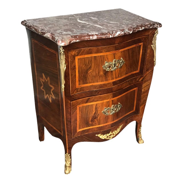 Antique Louis XV Chest of Drawers with Marble Top, 1760s For Sale