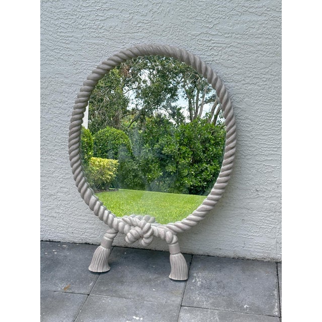Vintage Rope Frame Oval Mirror With Tassel Detail For Sale - Image 9 of 14